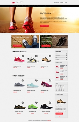 红色创意风格的运动鞋商城网站下载